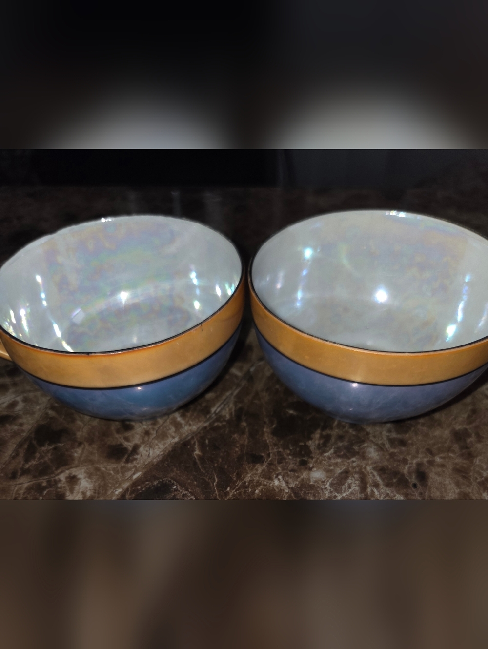 Chikaramachi Antique Japan Lusterware Gold Hand Painted Cup  Set of 2